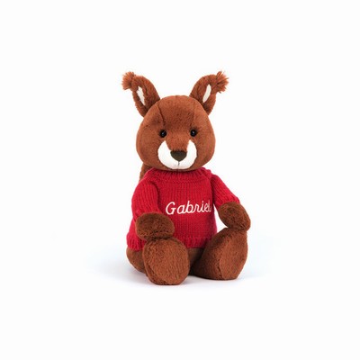 Jellycat Bashful Squirrel with Red Jumper New Zealand | ZABHI7632